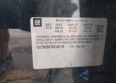 2016 Chevrolet Malibu Premier из США, поврежденный, VIN 1G1ZH5SX7GF345176